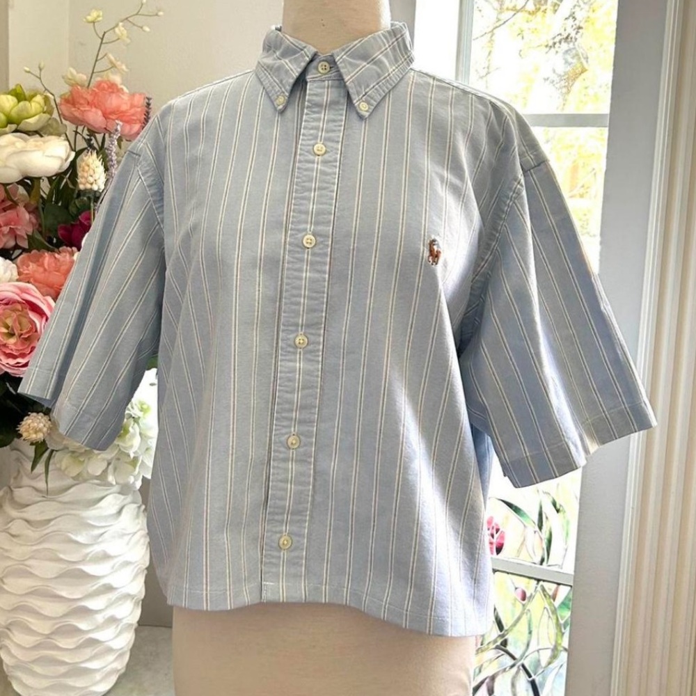 Vintage Ralph Lauren Cropped boxy stripe button down
